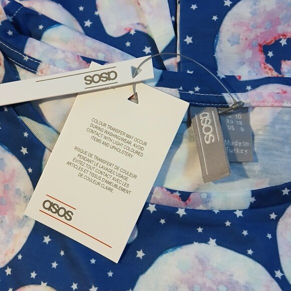 Asos Women's Pajama Set Blue Doughnut Print US SZ 6 NWT - Picture 2 of 10